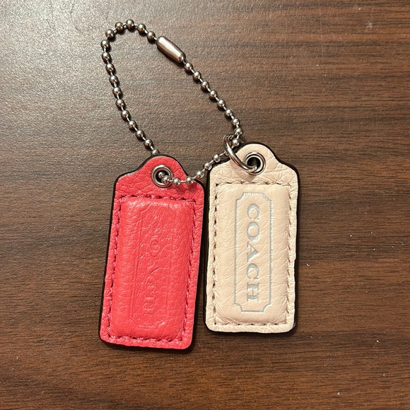 Coach Bags New Leather Coach Tag With Silver Beaded Chain Bag Charm